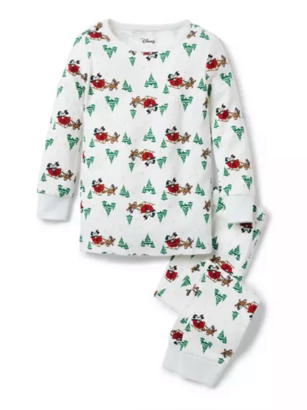 Janie and Jack White Holiday Pajama Set with Mickey and Minnie Sleigh Ride Print